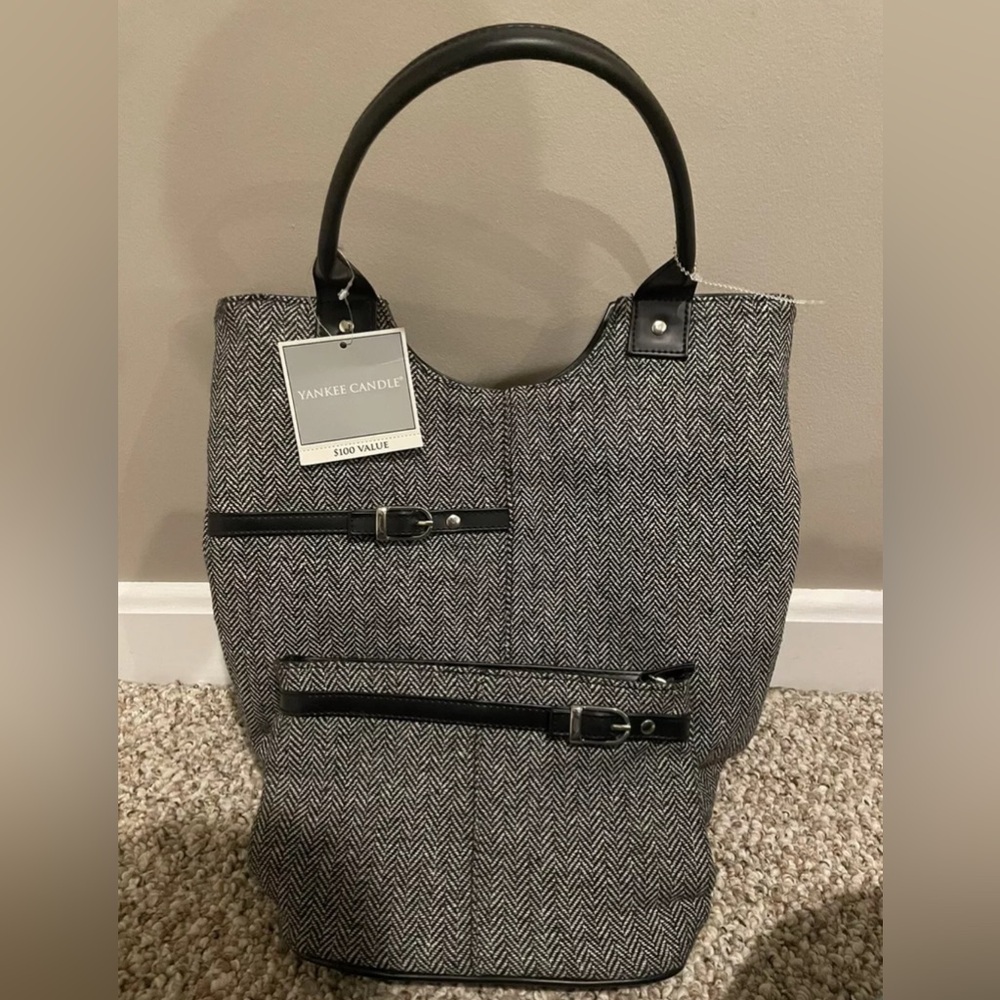 Yankee Candle Tweed Bucket Bag & Buckle Zipper Cosmetic Bag MakeUp Clutch Wallet